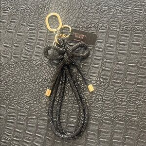 Victoria's Secret Keychain or Bag Charm w/Black Rope Knotted Shine & Gold Accent